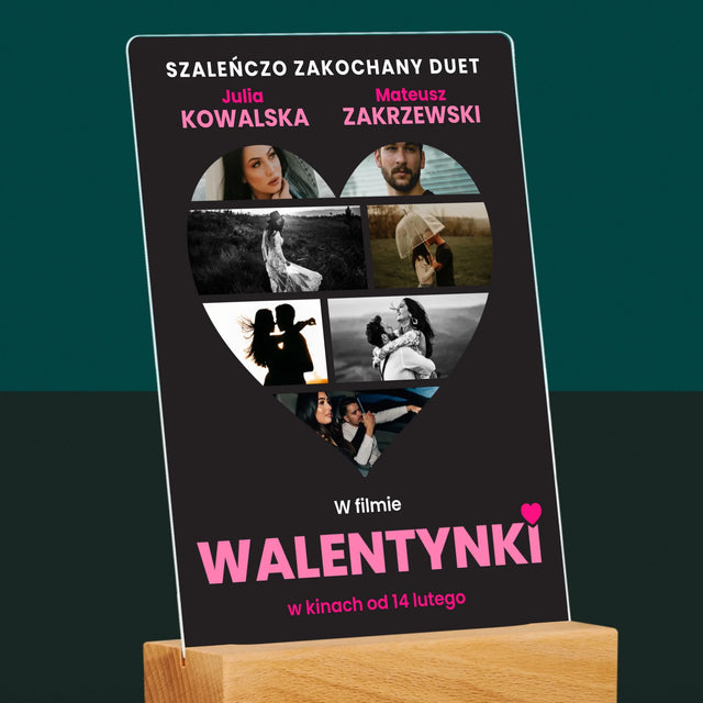 Fotokolaż: Walentynki Plakat Filmowy - Wydruk Na Szkle Akrylowym