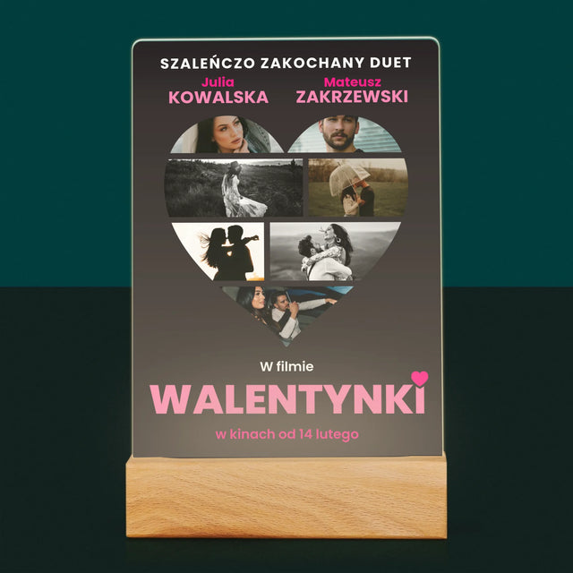 Fotokolaż: Walentynki Plakat Filmowy - Wydruk Na Szkle Akrylowym