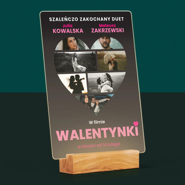 Fotokolaż: Walentynki Plakat Filmowy - Wydruk Na Szkle Akrylowym