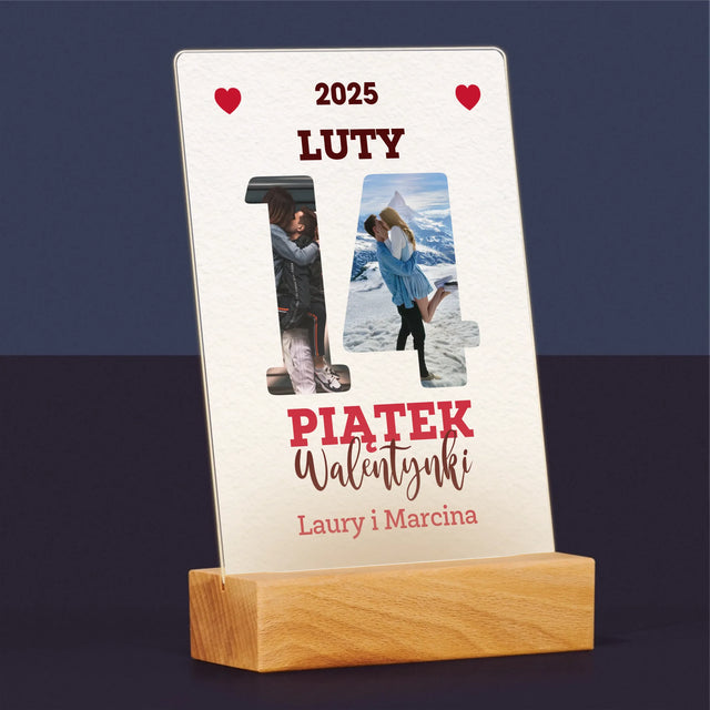 Słowo Ze Zdjęć: Walentynki Kartka z Kalendarza - Wydruk Na Szkle Akrylowym