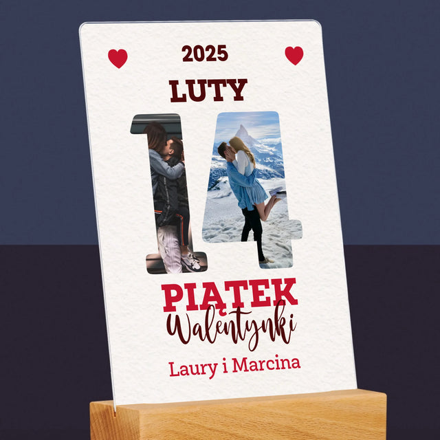 Słowo Ze Zdjęć: Walentynki Kartka z Kalendarza - Wydruk Na Szkle Akrylowym