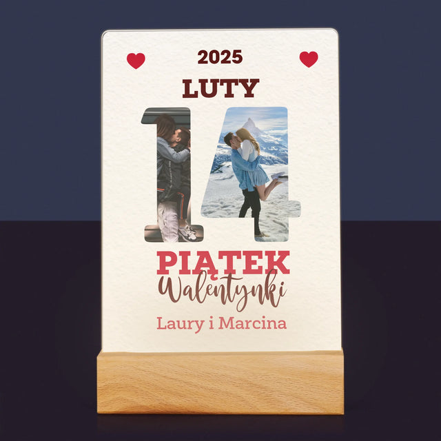 Słowo Ze Zdjęć: Walentynki Kartka z Kalendarza - Wydruk Na Szkle Akrylowym