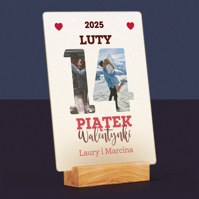 Słowo Ze Zdjęć: Walentynki Kartka z Kalendarza - Wydruk Na Szkle Akrylowym