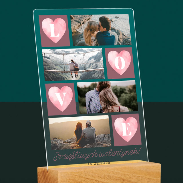 Fotokolaż: Serduszka Love - Wydruk Na Szkle Akrylowym