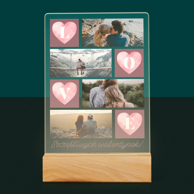 Fotokolaż: Serduszka Love - Wydruk Na Szkle Akrylowym