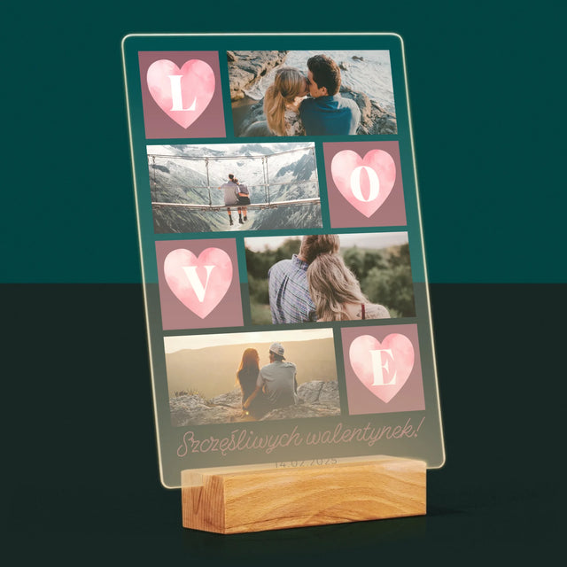 Fotokolaż: Serduszka Love - Wydruk Na Szkle Akrylowym