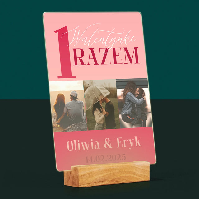 Fotokolaż: Pierwsze Walentynki Razem - Wydruk Na Szkle Akrylowym