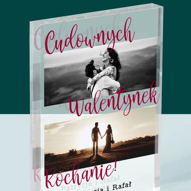 Fotokolaż: Cudownych Walentynek- Blok Akrylowy z Nadrukiem