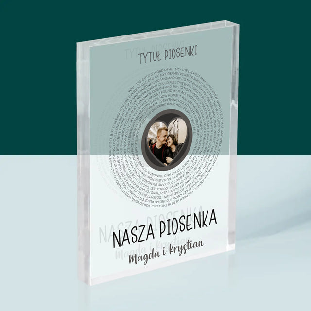 Zdjęcie i Podpis: Nasza Piosenka z Tekstem - Blok Akrylowy