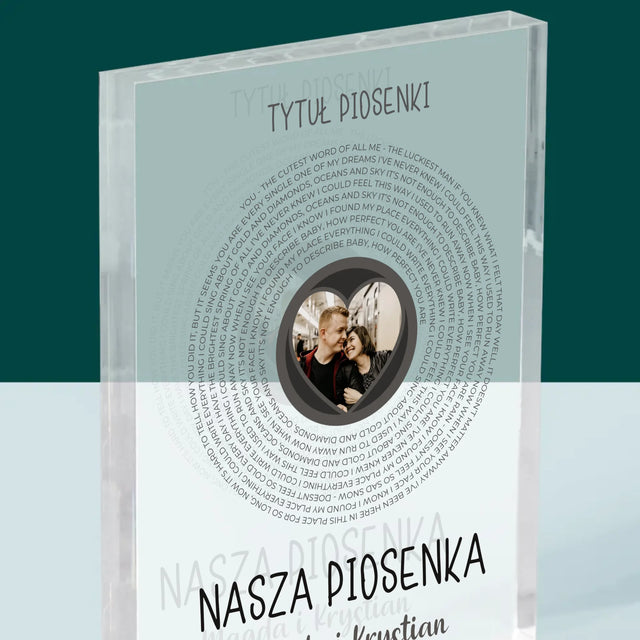 Zdjęcie i Podpis: Nasza Piosenka z Tekstem - Blok Akrylowy