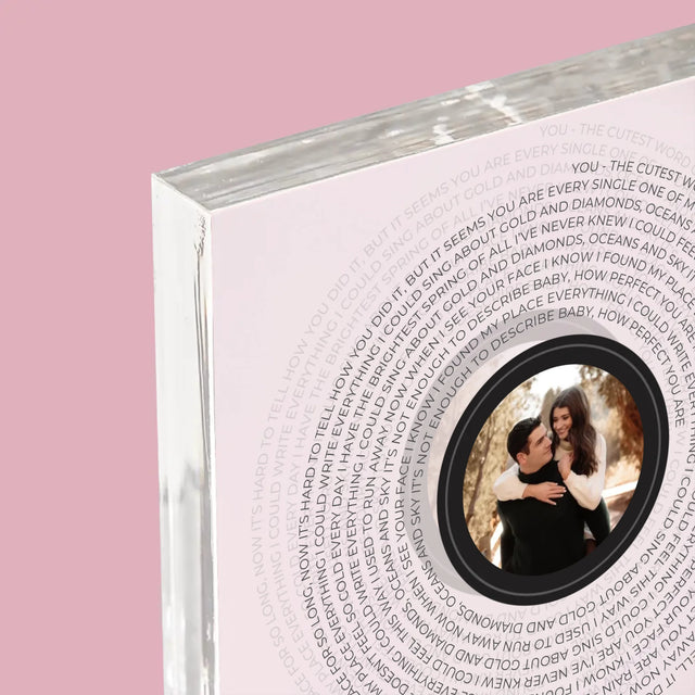 Zdjęcie i Podpis: Tekst Piosenki Na Płycie - Blok Akrylowy