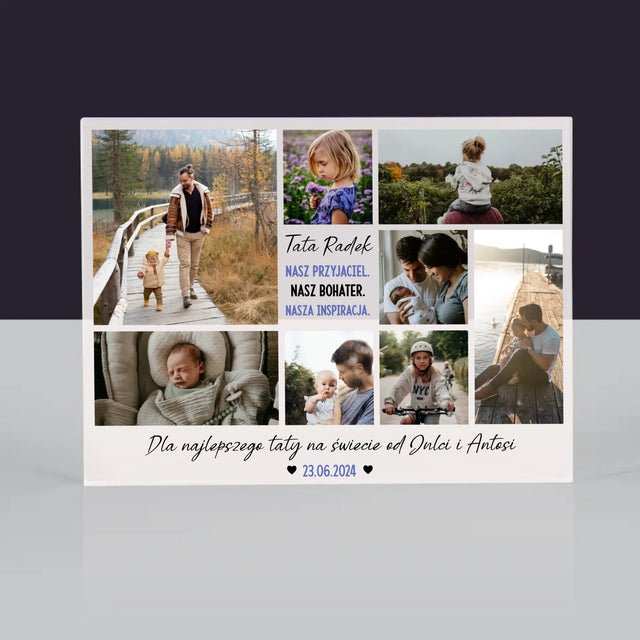 Fotokolaż: Tata Przyjaciel - Blok Akrylowy z Nadrukiem