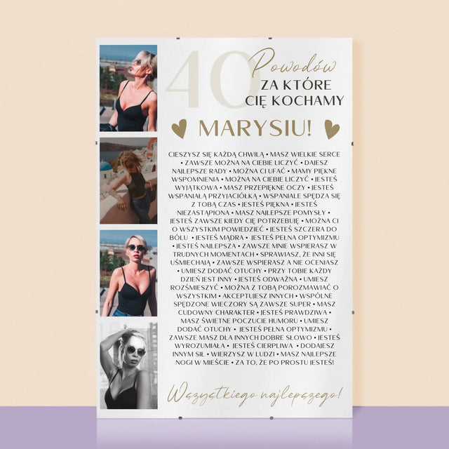 Fotokolaż: 40 Powodów - Personalizowany Plakat