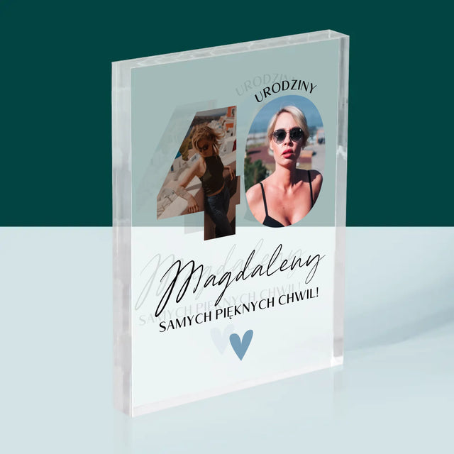 Słowo Ze Zdjęć: 40 Urodziny Piękne Chwile - Blok Akrylowy