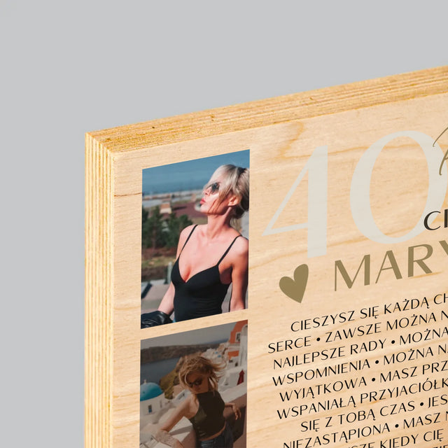 Fotokolaż: 40 Powodów - Wydruk Na Drewnie