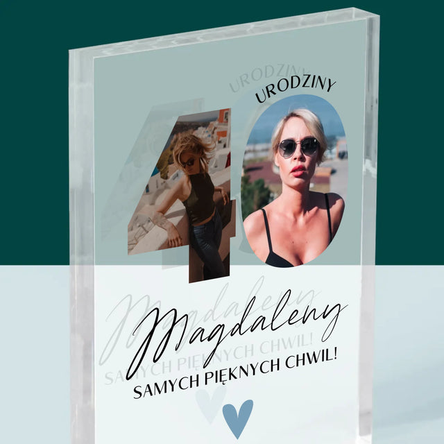 Słowo Ze Zdjęć: 40 Urodziny Piękne Chwile - Blok Akrylowy