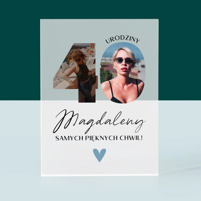 Słowo Ze Zdjęć: 40 Urodziny Piękne Chwile - Blok Akrylowy