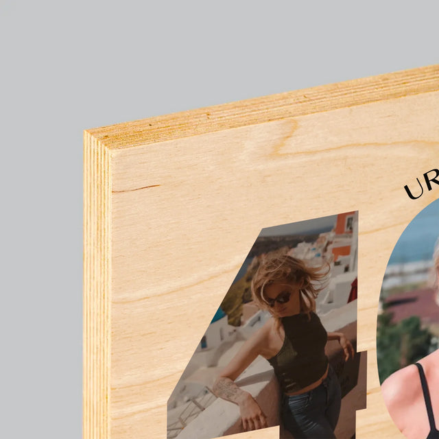 Słowo Ze Zdjęć: 40 Urodziny Piękne Chwile - Wydruk Na Drewnie