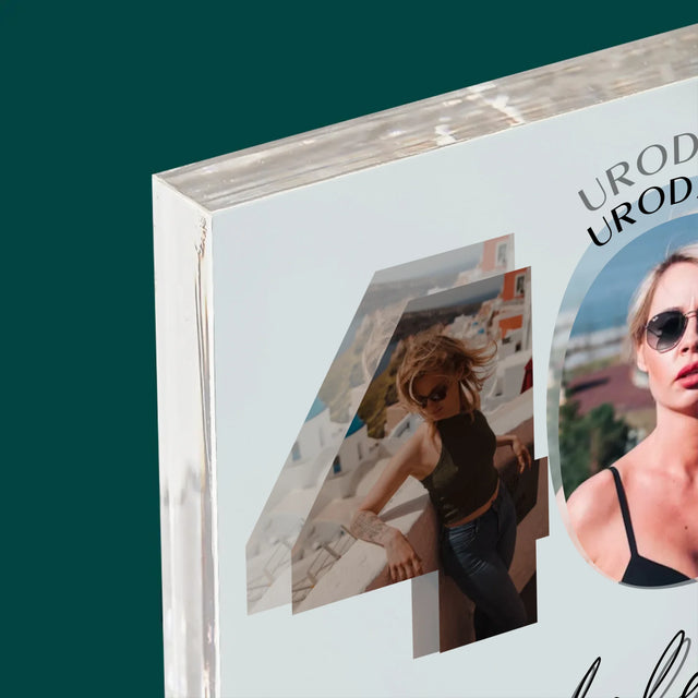 Słowo Ze Zdjęć: 40 Urodziny Piękne Chwile - Blok Akrylowy