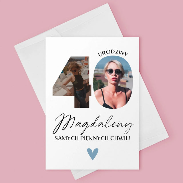 Słowo Ze Zdjęć: 40 Urodziny Piękne Chwile - Kartka Z Życzeniami