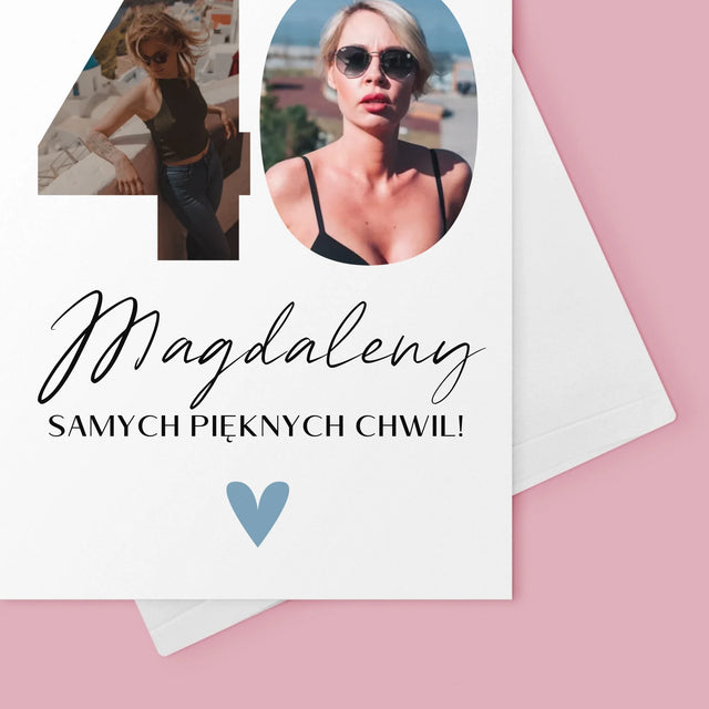 Słowo Ze Zdjęć: 40 Urodziny Piękne Chwile - Kartka Z Życzeniami