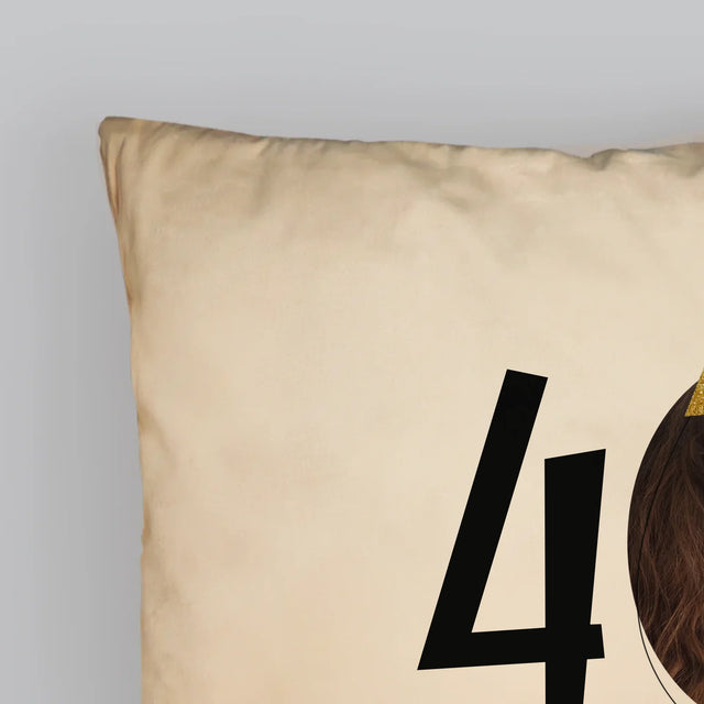 Zdjęcie I Podpis: 40 Urodziny Czapeczka - Poduszka z Nadrukiem