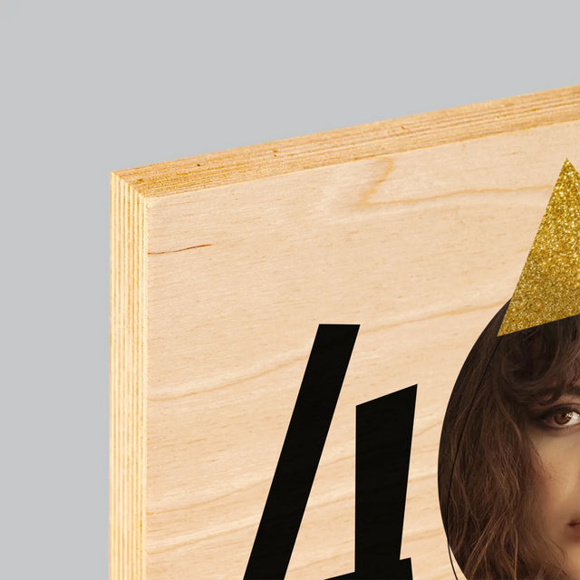 Zdjęcie I Podpis: 40 Urodziny Czapeczka - Wydruk Na Drewnie