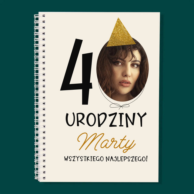 Zdjęcie I Podpis: 40 Urodziny Czapeczka - Dzienny Planer na Spirali