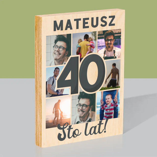 Fotokolaż: 40 Lat - Wydruk Na Drewnie