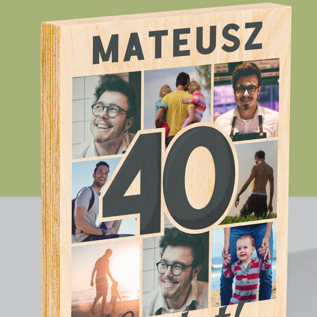 Fotokolaż: 40 Lat - Wydruk Na Drewnie