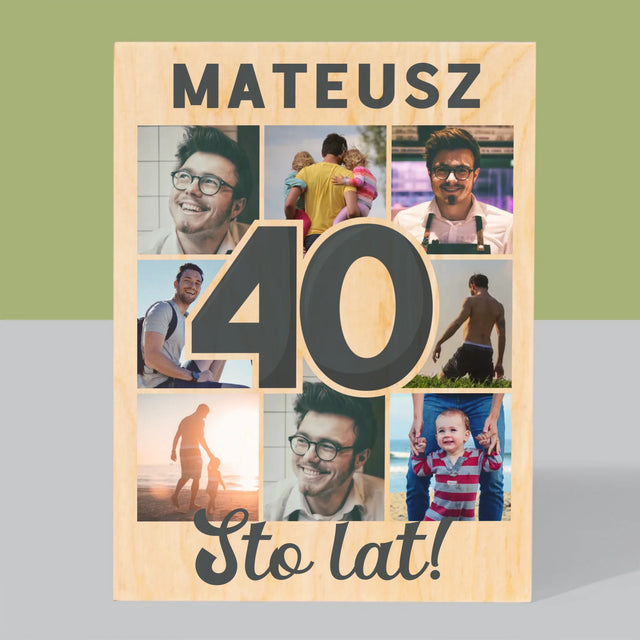 Fotokolaż: 40 Lat - Wydruk Na Drewnie