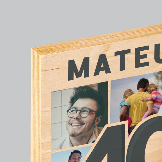 Fotokolaż: 40 Lat - Wydruk Na Drewnie