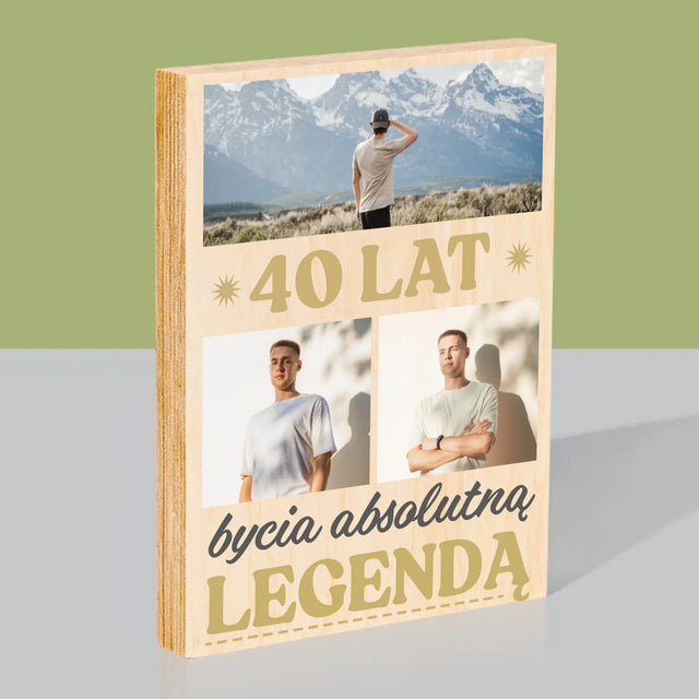 Fotokolaż: 40 Lat Bycia Legendą - Wydruk Na Drewnie
