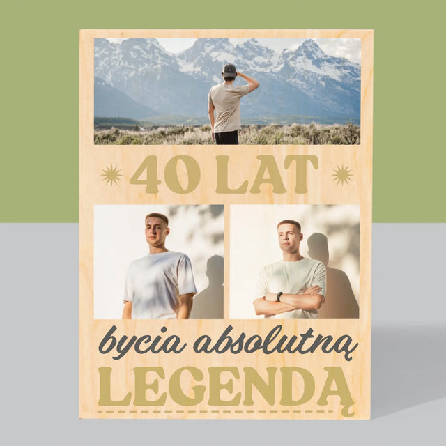 Fotokolaż: 40 Lat Bycia Legendą - Wydruk Na Drewnie