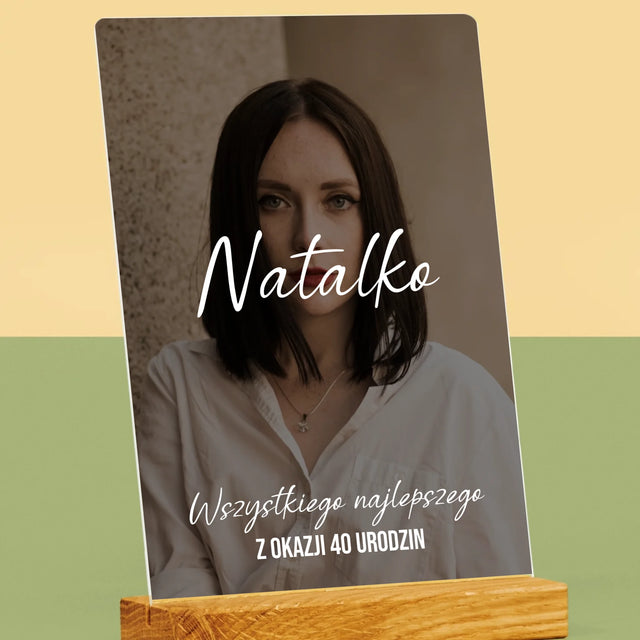 Zdjęcie I Podpis: 40 Urodziny Wszystkiego Najlepszego - Wydruk Na Szkle Akrylowym
