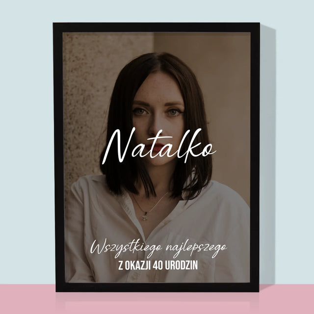 Zdjęcie I Podpis: 40 Urodziny Wszystkiego Najlepszego - Wydruk Obramowany