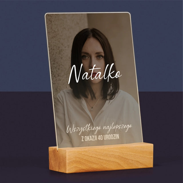 Zdjęcie I Podpis: 40 Urodziny Wszystkiego Najlepszego - Wydruk Na Szkle Akrylowym