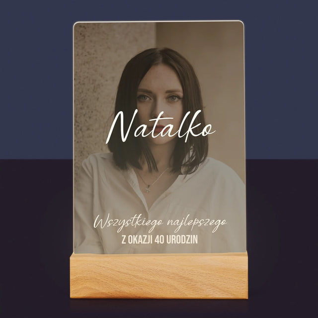 Zdjęcie I Podpis: 40 Urodziny Wszystkiego Najlepszego - Wydruk Na Szkle Akrylowym