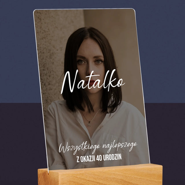 Zdjęcie I Podpis: 40 Urodziny Wszystkiego Najlepszego - Wydruk Na Szkle Akrylowym