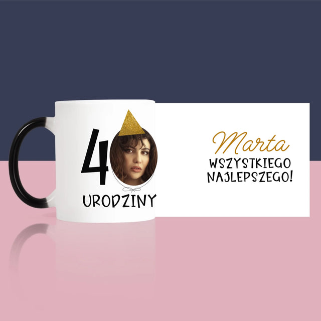 Zdjęcie I Podpis: 40 Urodziny Czapeczka - Kubek z Nadrukiem