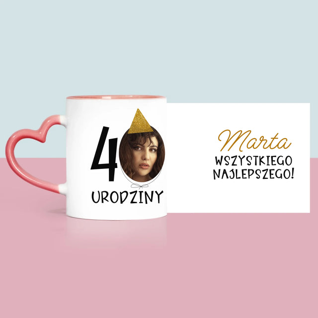 Zdjęcie I Podpis: 40 Urodziny Czapeczka - Kubek z Nadrukiem