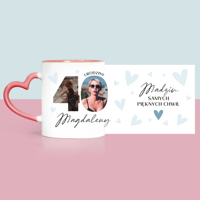 Słowo Ze Zdjęć: 40 Urodziny Piękne Chwile - Kubek z Nadrukiem