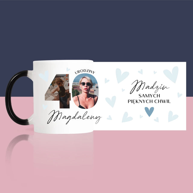 Słowo Ze Zdjęć: 40 Urodziny Piękne Chwile - Kubek z Nadrukiem