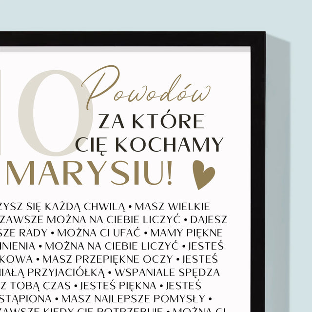 Fotokolaż: 40 Powodów - Wydruk Obramowany