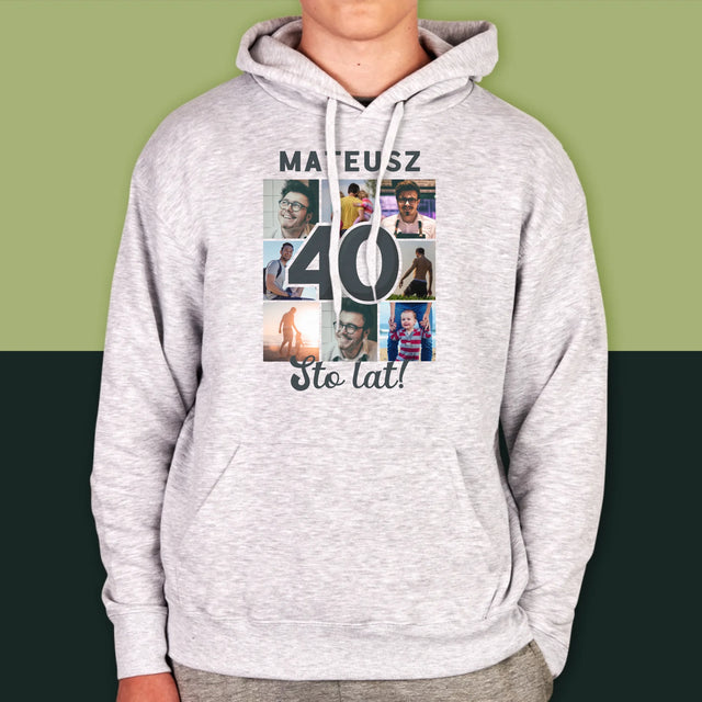 Fotokolaż: 40 Lat - Bluza Męska Z Kapturem