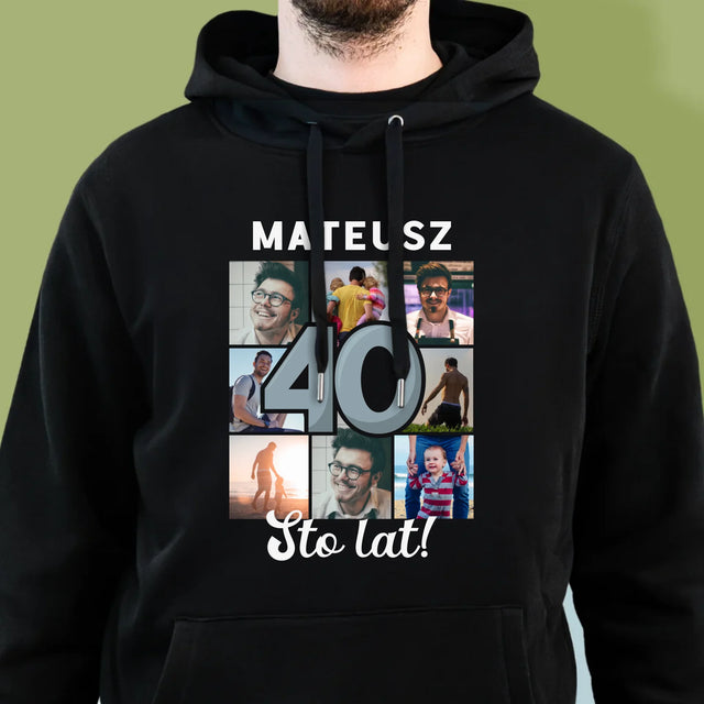 Fotokolaż: 40 Lat - Bluza Męska Z Kapturem