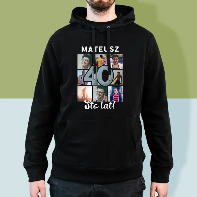 Fotokolaż: 40 Lat - Bluza Męska Z Kapturem