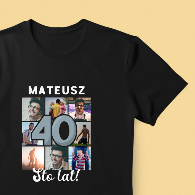 Fotokolaż: 40 Lat - Koszulka Męska z Nadrukiem