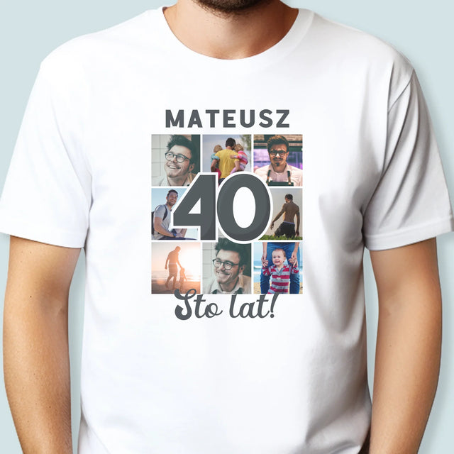 Fotokolaż: 40 Lat - Koszulka Męska z Nadrukiem
