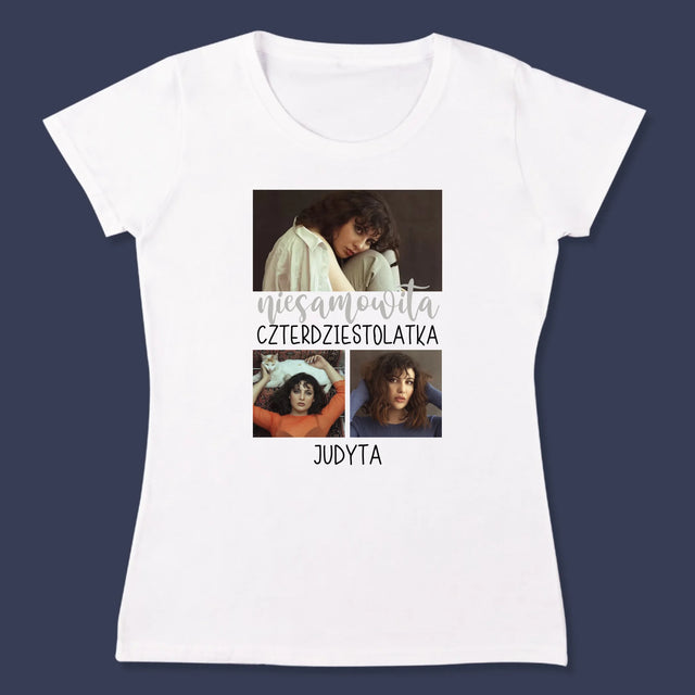 Fotokolaż: Niesamowita Czterdziestolatka - Koszulka Damska z Nadrukiem